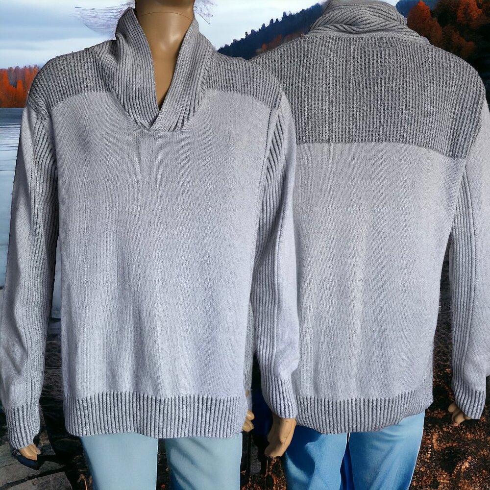 BKE ( LG ) Athletic Fit Knit Two Tone Comfy 100% Cotton Sweater for Men